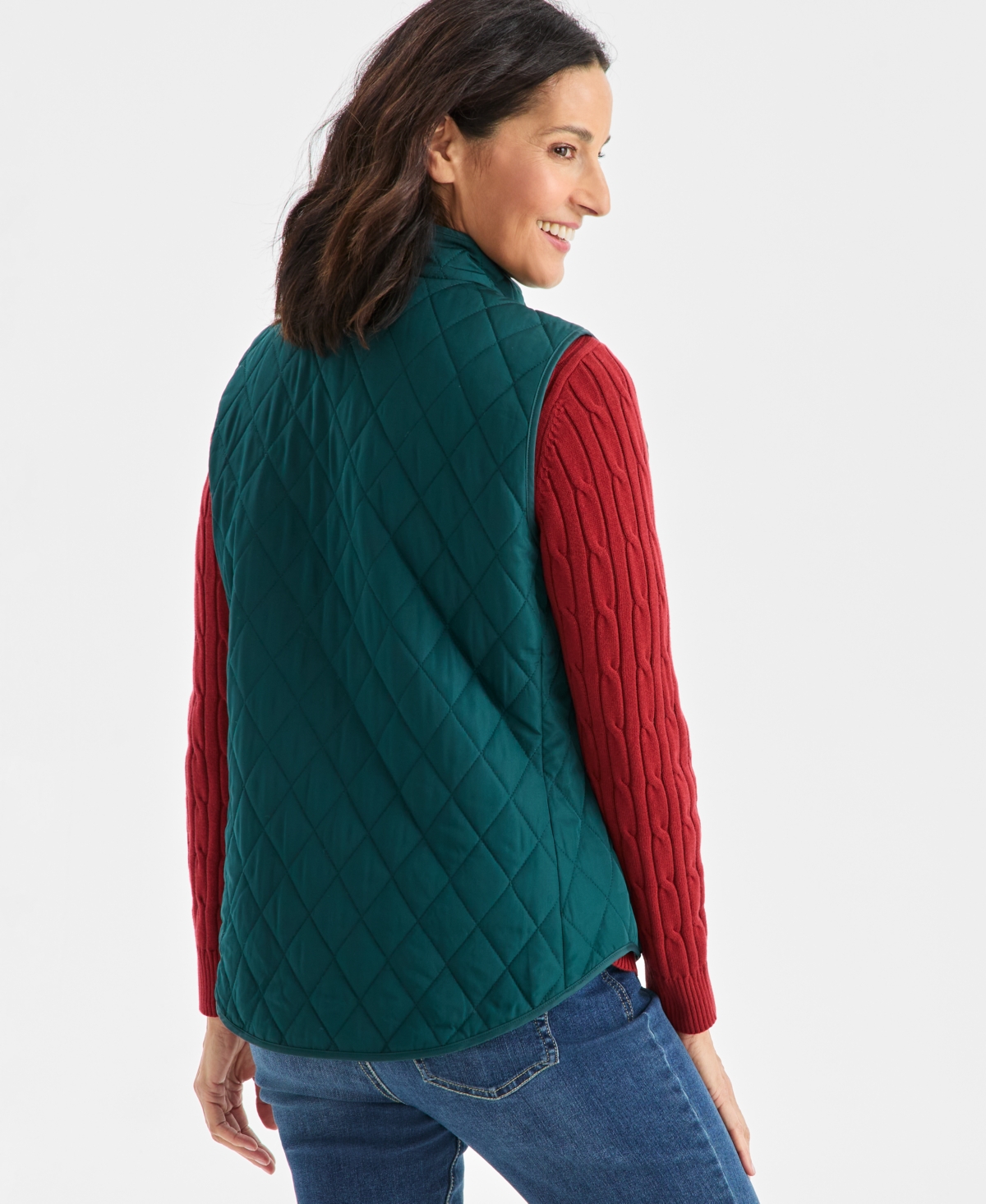 Style & Co Women's Quilted Mock-neck Vest, Created For Macy's In Green