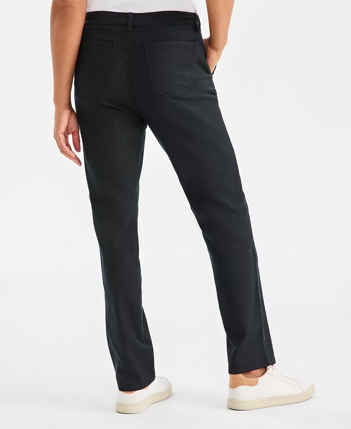 Women's Straight-Leg Knit Twill Pants - thumbnail 4