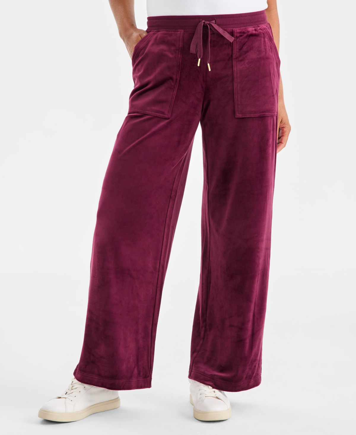 Style & Co Women's Wide-leg Velour Lounge Pants, Macy's Exclusive In Purple