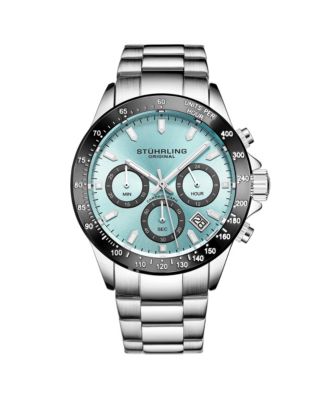 Stuhrling 3960 Men's Chronograph Watch Quartz Japan VR32 Ice Blue