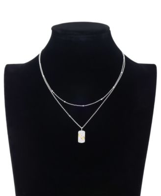 Cubic Zirconia Butterfly Tag Pendant Layered Necklace and Earring Set