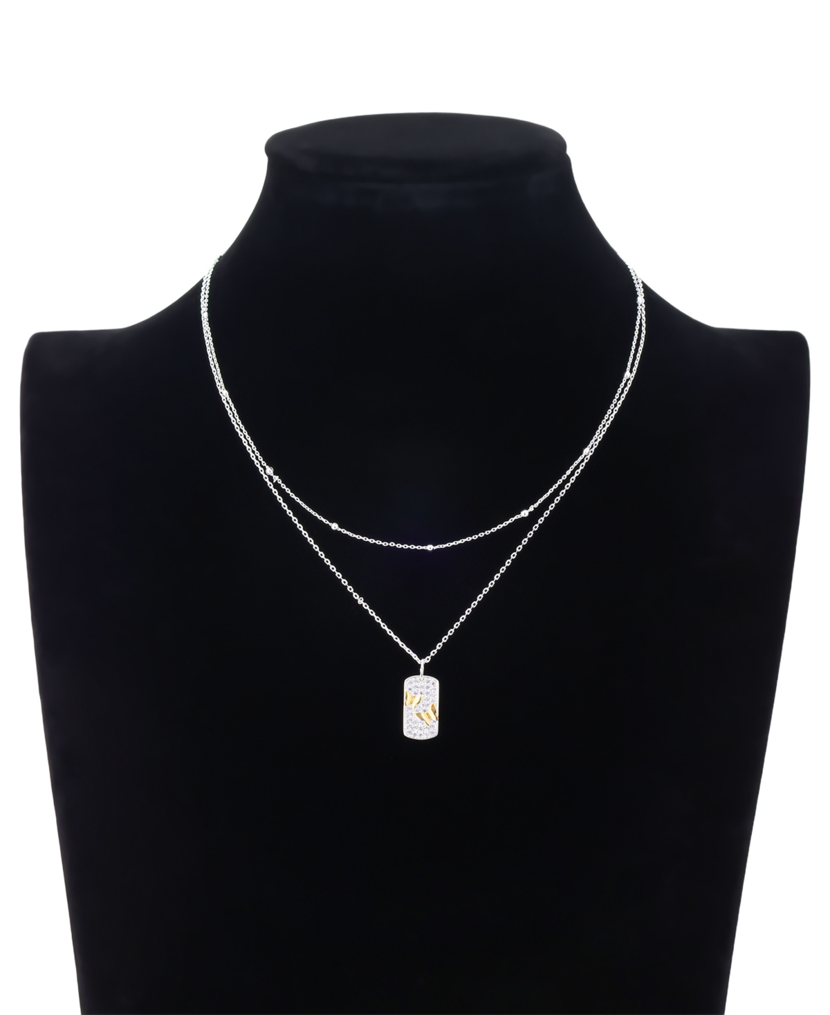 Unwritten Cubic Zirconia Butterfly Tag Pendant Layered Necklace And Earring Set In Yellow