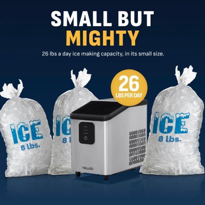 26 lbs. Mini Ice Maker Countertop, Portable Ice Machine in Stainless Steel