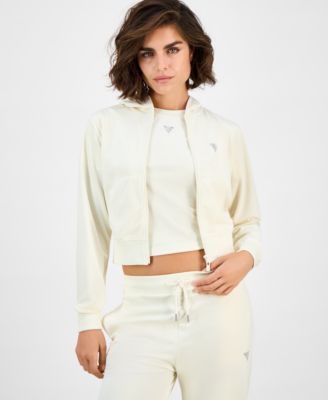 GUESS - Women's Couture Cropped Velour Hoodie