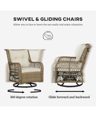 3 Pieces Wicker Bistro Set, Rocking Patio Furniture Set,