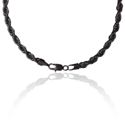 Black Twisted Rope Chain Necklace - 24'' Chain