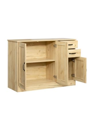 Modern Wood Sideboard with 2 Doors, 2 Drawers and Central Storage for Entryway or Dining