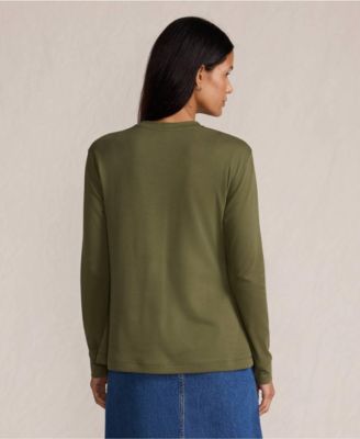 Women's Cotton Relaxed Long Sleeve Crew Neck
