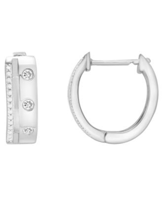 2-Pc. Set Diamond Bangle Bracelet and Hoop Earrings (1/4 ct. t.w.) in Sterling Silver