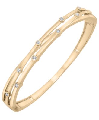 2-Pc. Set Diamond Bangle Bracelet and Hoop Earrings (1/4 ct. t.w.) in 14k Gold-Plated Sterling Silver