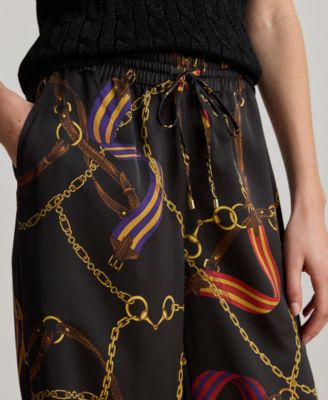 Petite Belting Print Wide Leg Pants