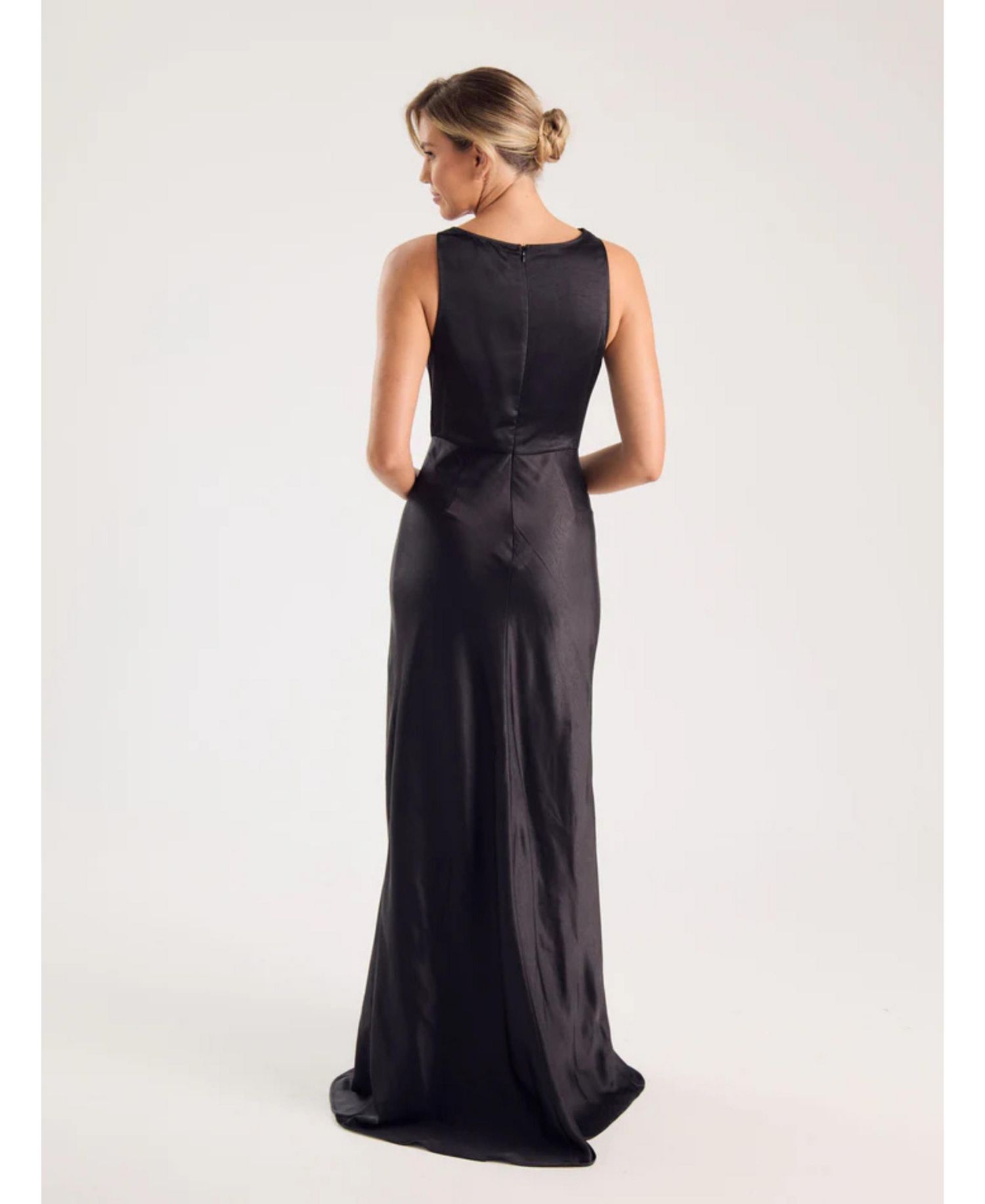 Women's Chiffon Bandeau Satin Maxi Dress
