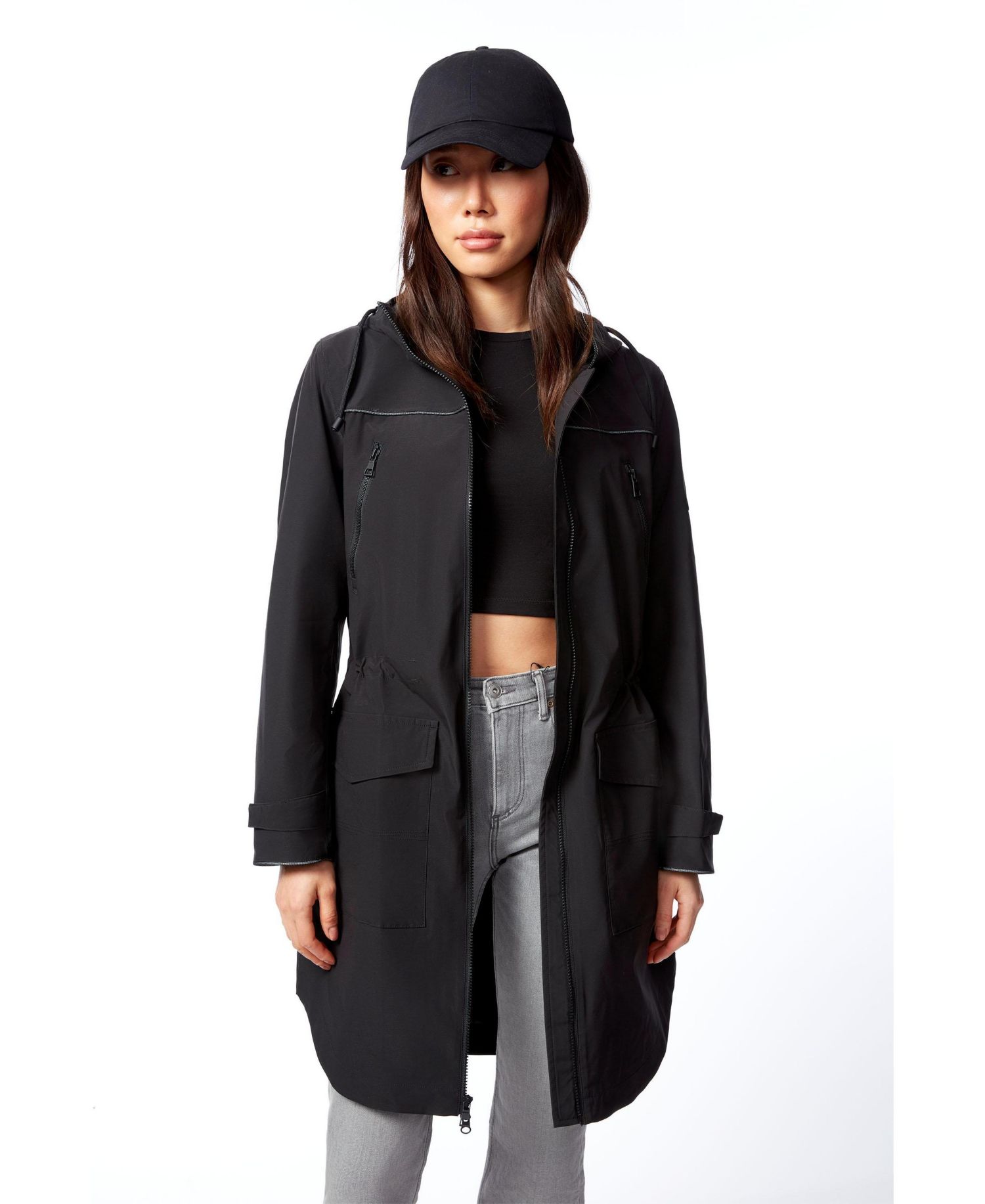 Women's Kusawa | Mid-length Hooded Drawstring-waist Raincoat
