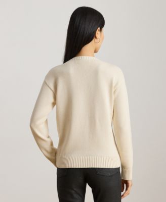 Petite Embroidered Crewneck Sweater