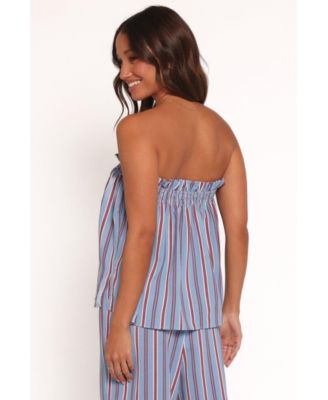 Women's Zemira Strapless Top - Blue Stripe