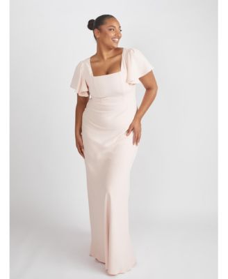 Women's Square Neck Crepe Bridesmaid Dress