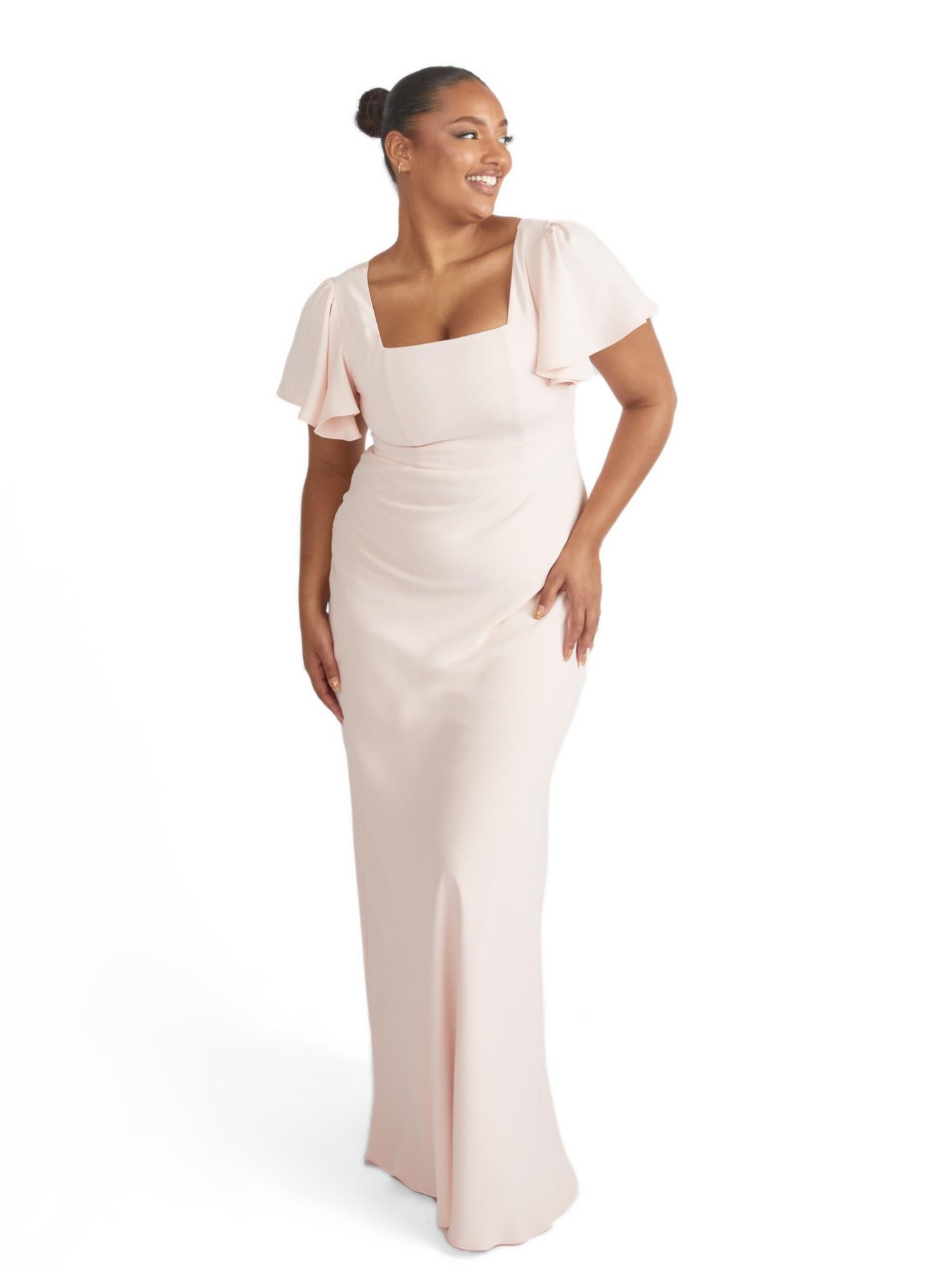 Women's Square Neck Crepe Bridesmaid Dress