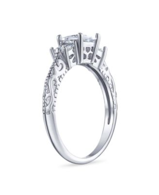 3CT CZ Three Stone Past Present Future Cubic Zirconia Promise Ring Sterling Silver