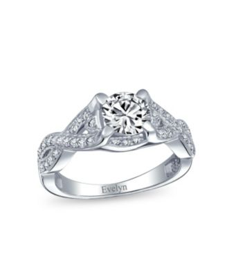2CTW Round Solitaire Cubic Zirconia Promise  Ring Set CZ Pave Filigree Band Sterling Silver