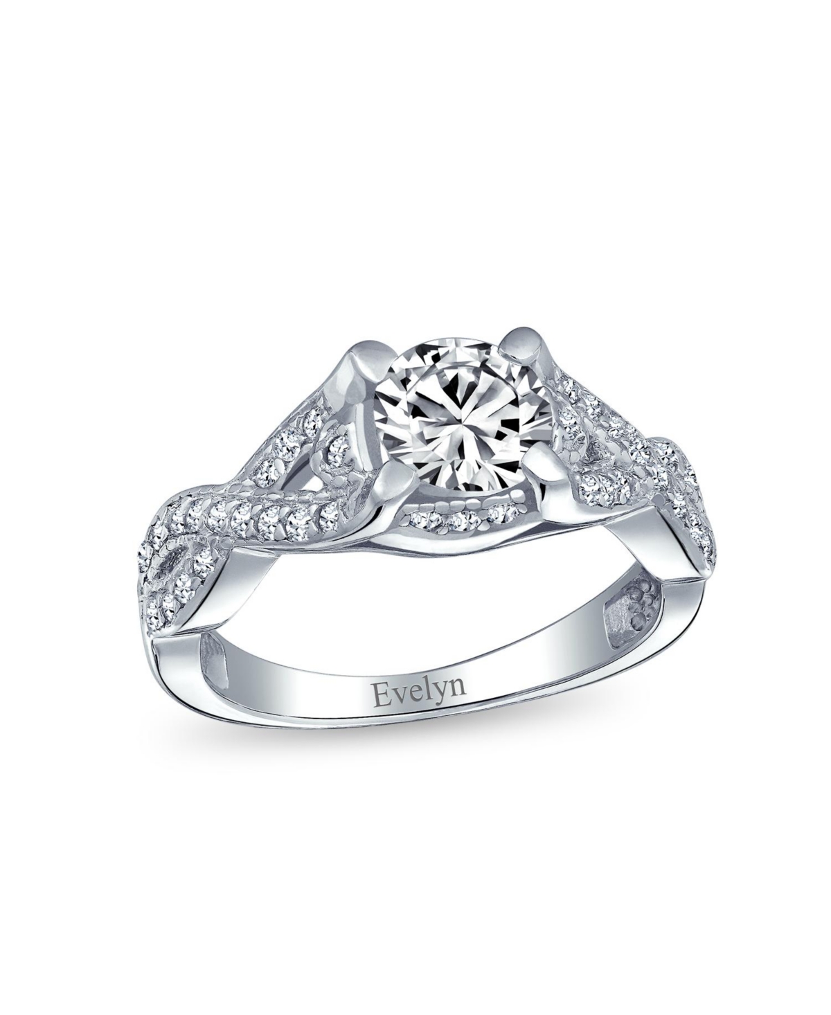 Bling Jewelry 2CTW Round Solitaire Cubic Zirconia Promise Ring Set Cz Pave Filigree Band Sterling Silver