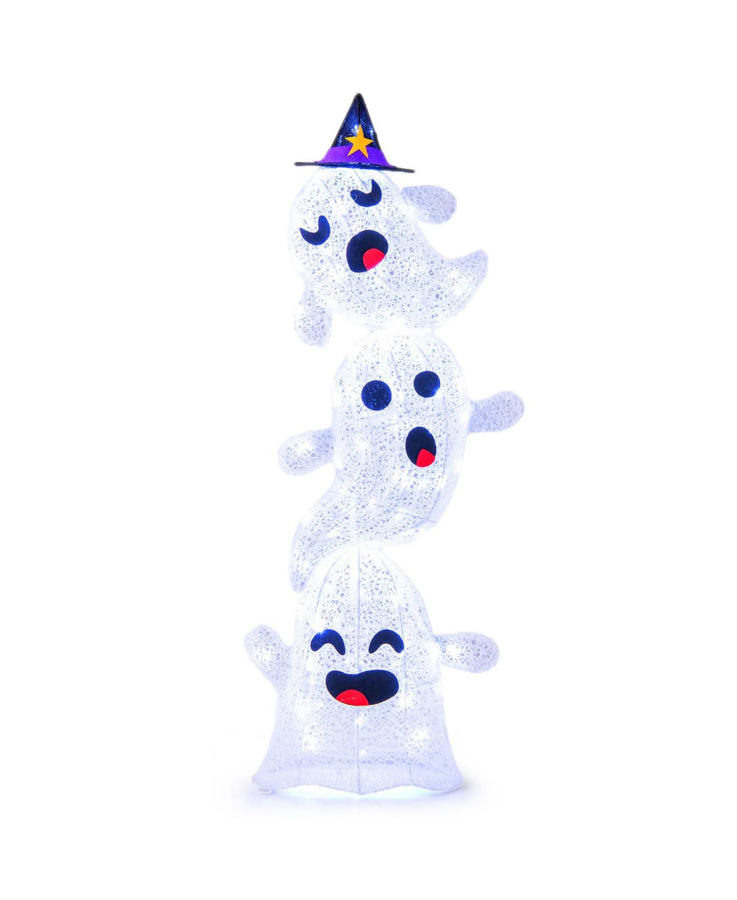 Детская игрушка Costway 4 FT Lighted Stacked Ghosts Standing Halloween Decoration with 120, цвет: Белый — фото 1