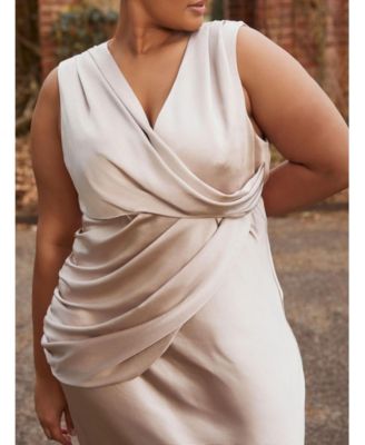 Plunge Drape Satin Bridesmaid Dress