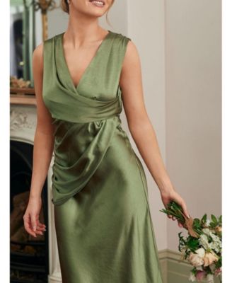 Plunge Drape Satin Bridesmaid Dress
