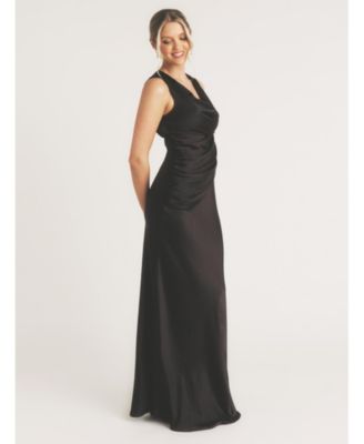 Plunge Drape Satin Bridesmaid Dress