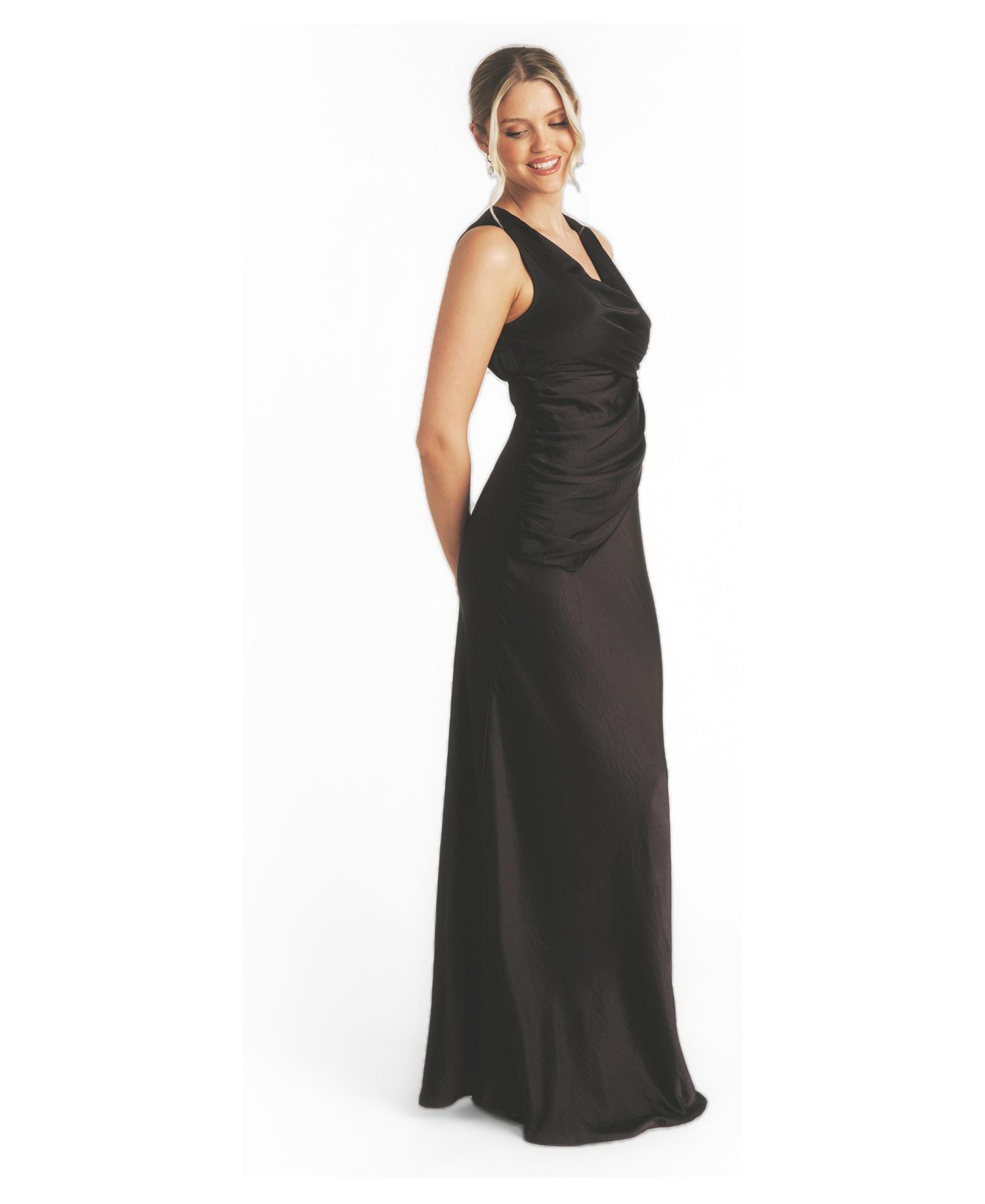 Plunge Drape Satin Bridesmaid Dress