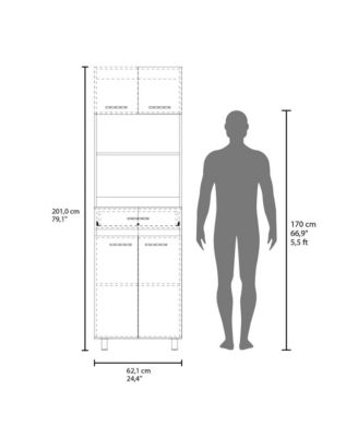 79.1"H x 24.4"W Manufactured Wood 4 Doors, 2 Drawers, Open Shelf, Modern Design Pantry Cabinet