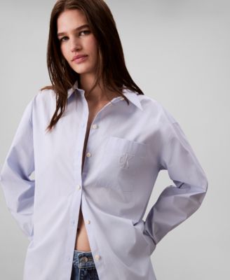 Women's Poplin Relax Fit Button Down Shirt