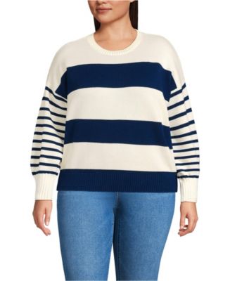 Lands' End Plus Size Drifter Jersey Crewneck Sweater - Macy's