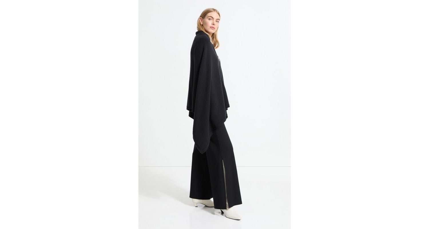 Women's Mika Italian Merino Wool Asymmetric-Hem Knit Cape with Zip