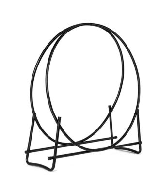 40-Inch Tubular Steel Log Hoop Firewood Storage Rack Holder Round Display