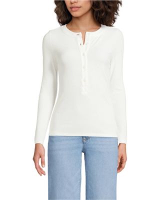 Women's Drapey Rib Fitted Long Sleeve Henley T-Shirt