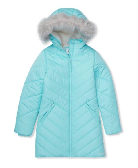 Куртка Lands' End Water Resistant Velour Parka для девочек, цвет: Аквамариновый