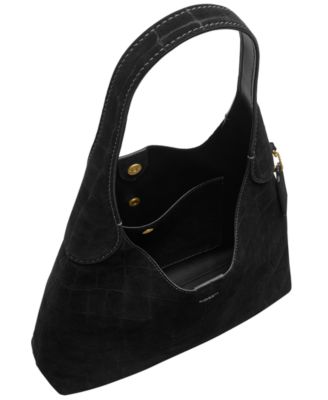 Brooklyn Medium Crocodile Embossed Suede Shoulder Bag 28