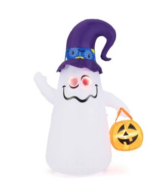 6 Ft Halloween Inflatables Cute Ghost with Jack-O-Lantern & Witch Hat