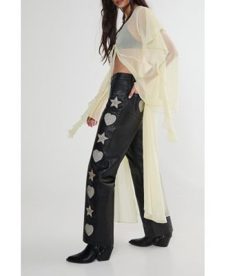 Women's Leather Patched Pants