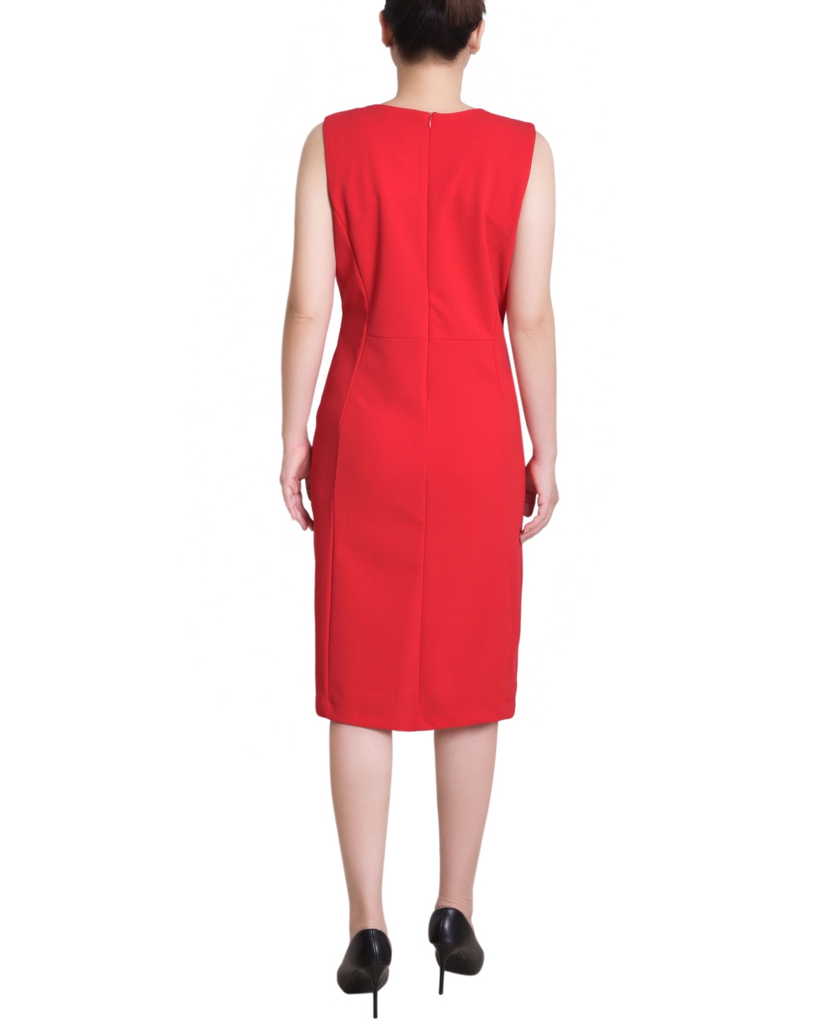 Ny Collection Petite Sleeveless Stud Front Dress In Red