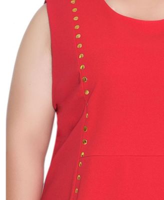 Plus Size Sleeveless Stud Front Dress