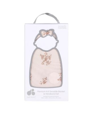 Baby Girls' 2-Piece Swaddle Blanket & Headband Set, Pink Floral, One Size