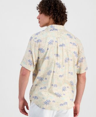 Men's Sand Desert Pacific Time Linen-Blend Shirt