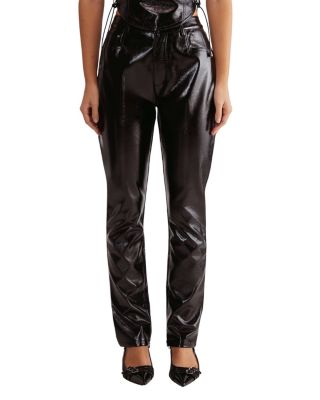 Women's Distressed High Waisted Vinyl Pants