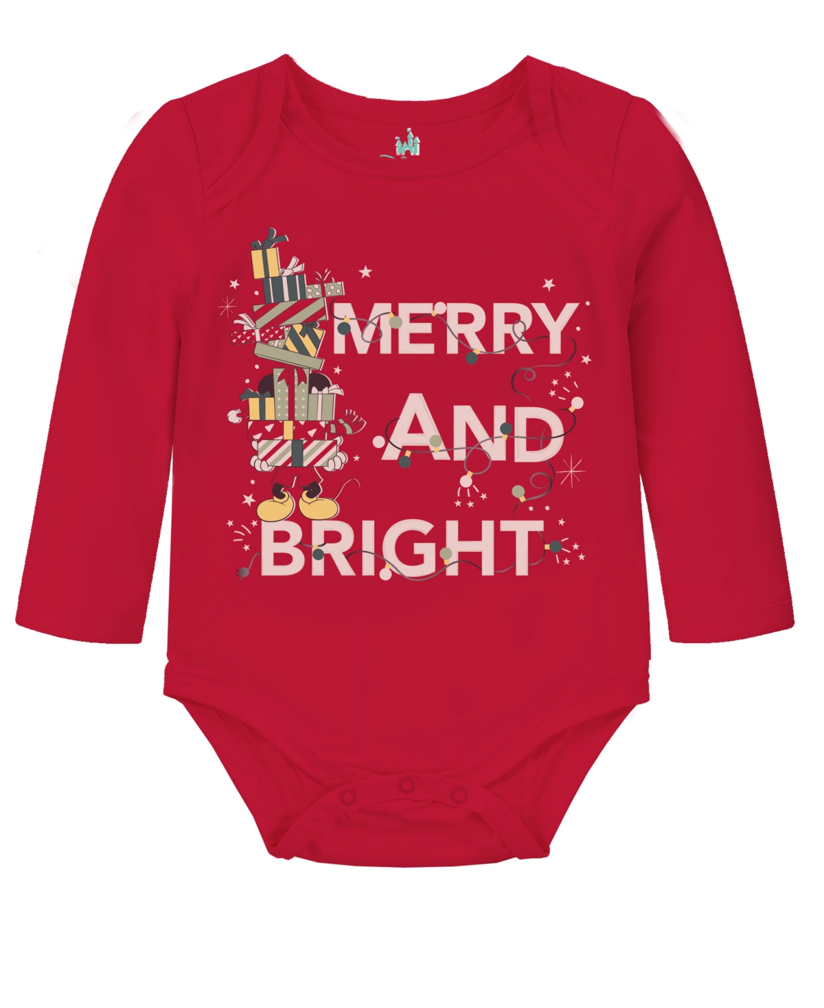 Disney Baby Boys 2-piece Mickey Mouse Merry And Bright Bodysuit And Pants Set In Red