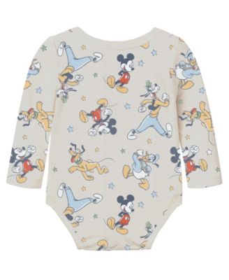 Baby Boys' Mickey Mouse Printed Long Sleeve Bodysuit, 3-Pack Set