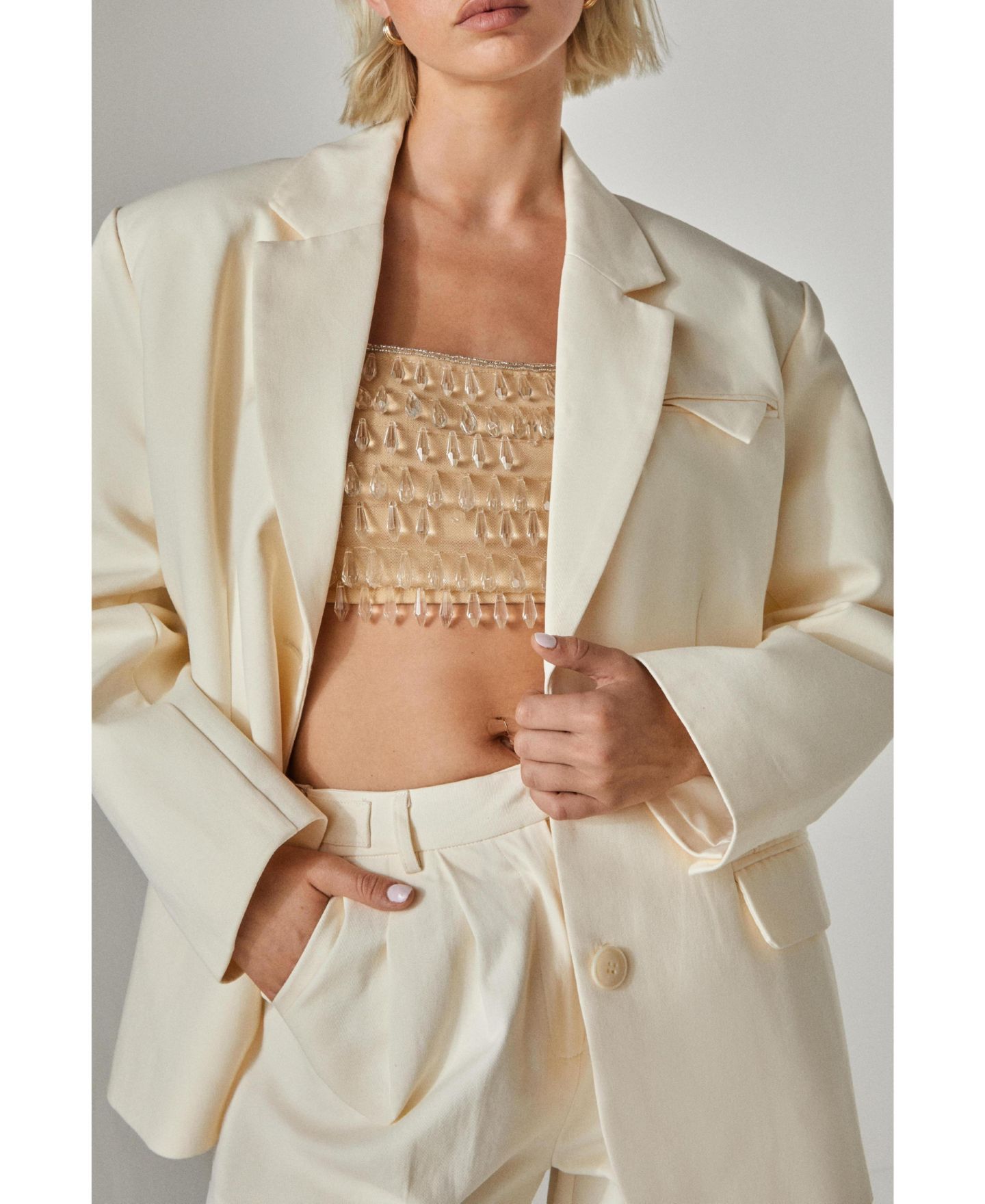 Женский пиджак Nasty Gal Twill Oversized Tailored Blazer, цвет: Кремовый — фото 7