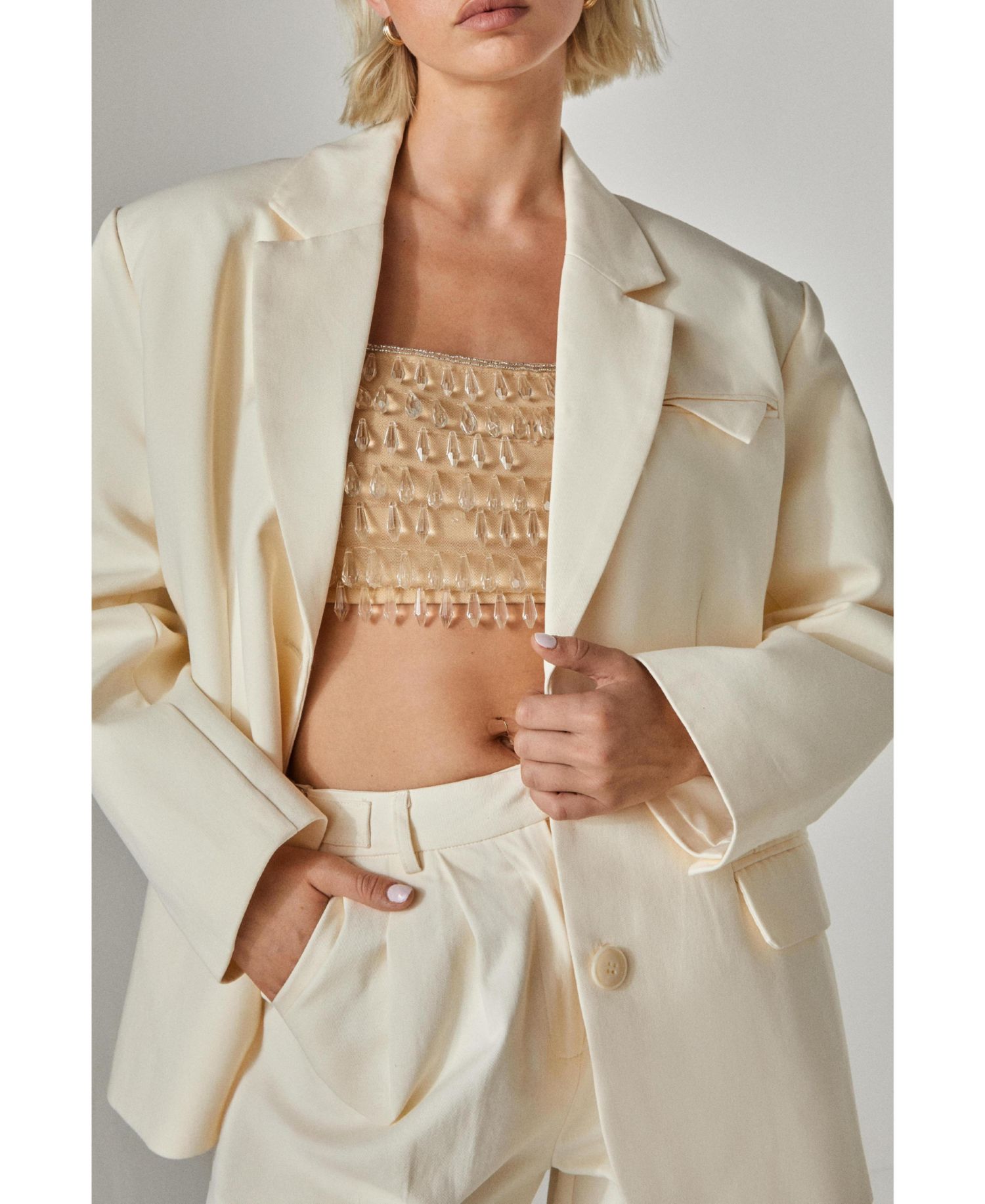 Women's Twill Oversized Tailored Blazer