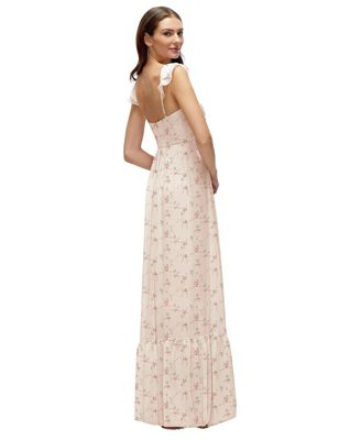 Plus Size Ruffle Strap Chiffon Bustier Maxi Dress with Ruffle Hem A-Line Skirt