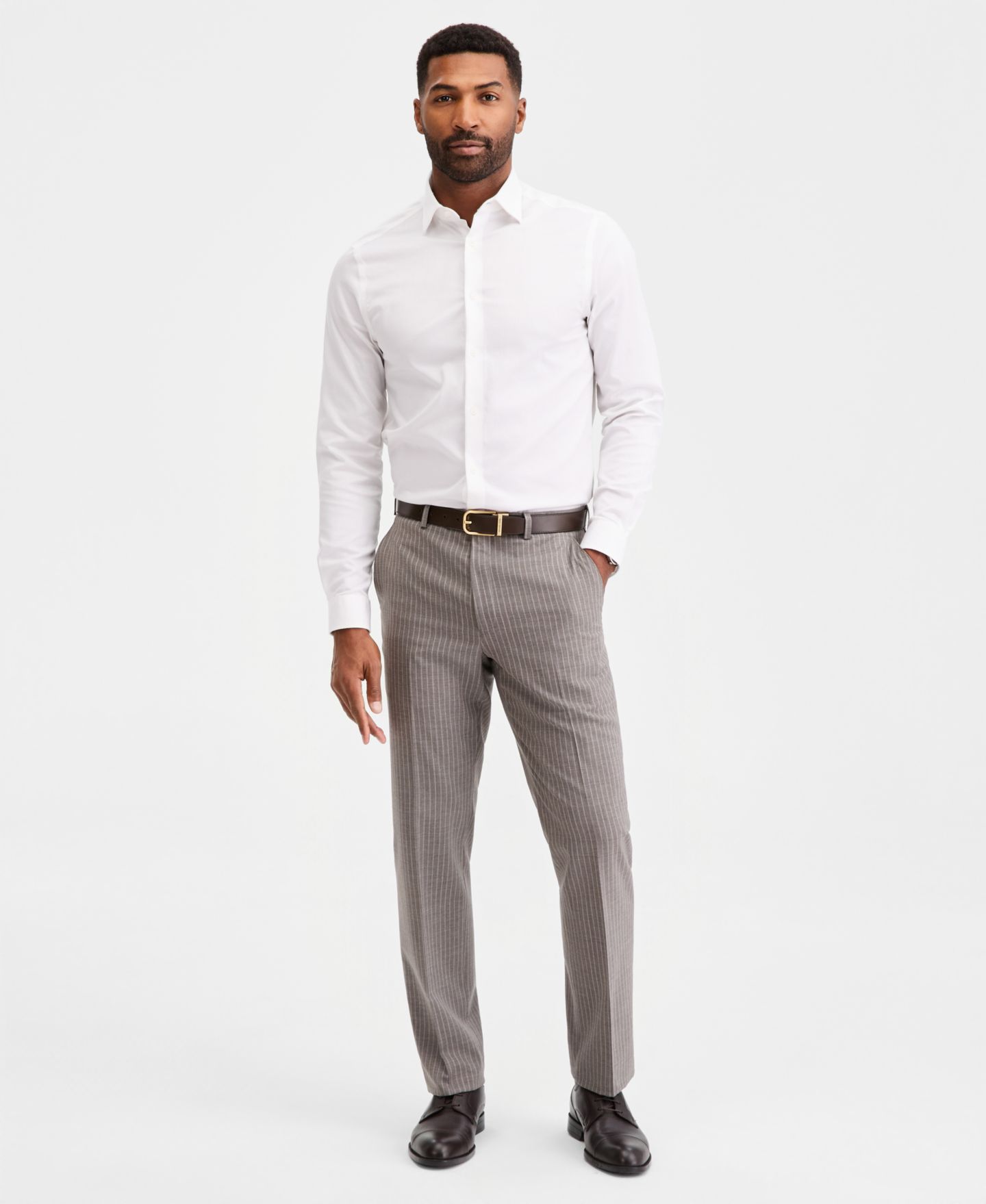 Мужские брюки Michael Kors Classic-Fit Grey Pinstripe Suit Separates Pant, цвет: Серый — фото 1